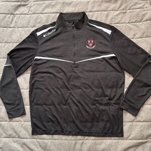 Columbia Omni-Wick Harvard University Golf Shirt Mens L Gray/Black Quarter Zip